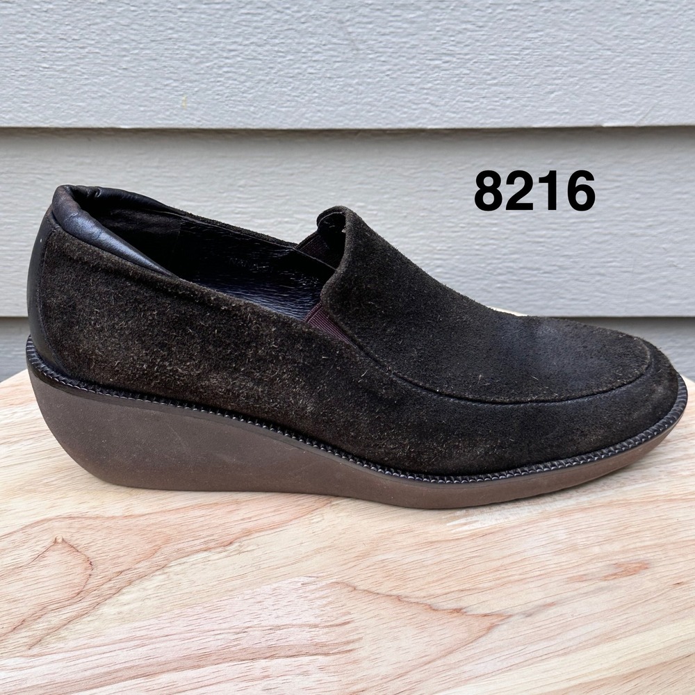Donald Pliner Womens Brown Suede Wedge Loafers Slip On Shoes Spain 6.5 N 8216